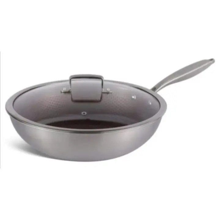 Edenberg stainless steel frying pan with lid and induction base non stick surface and dishwasher-safe