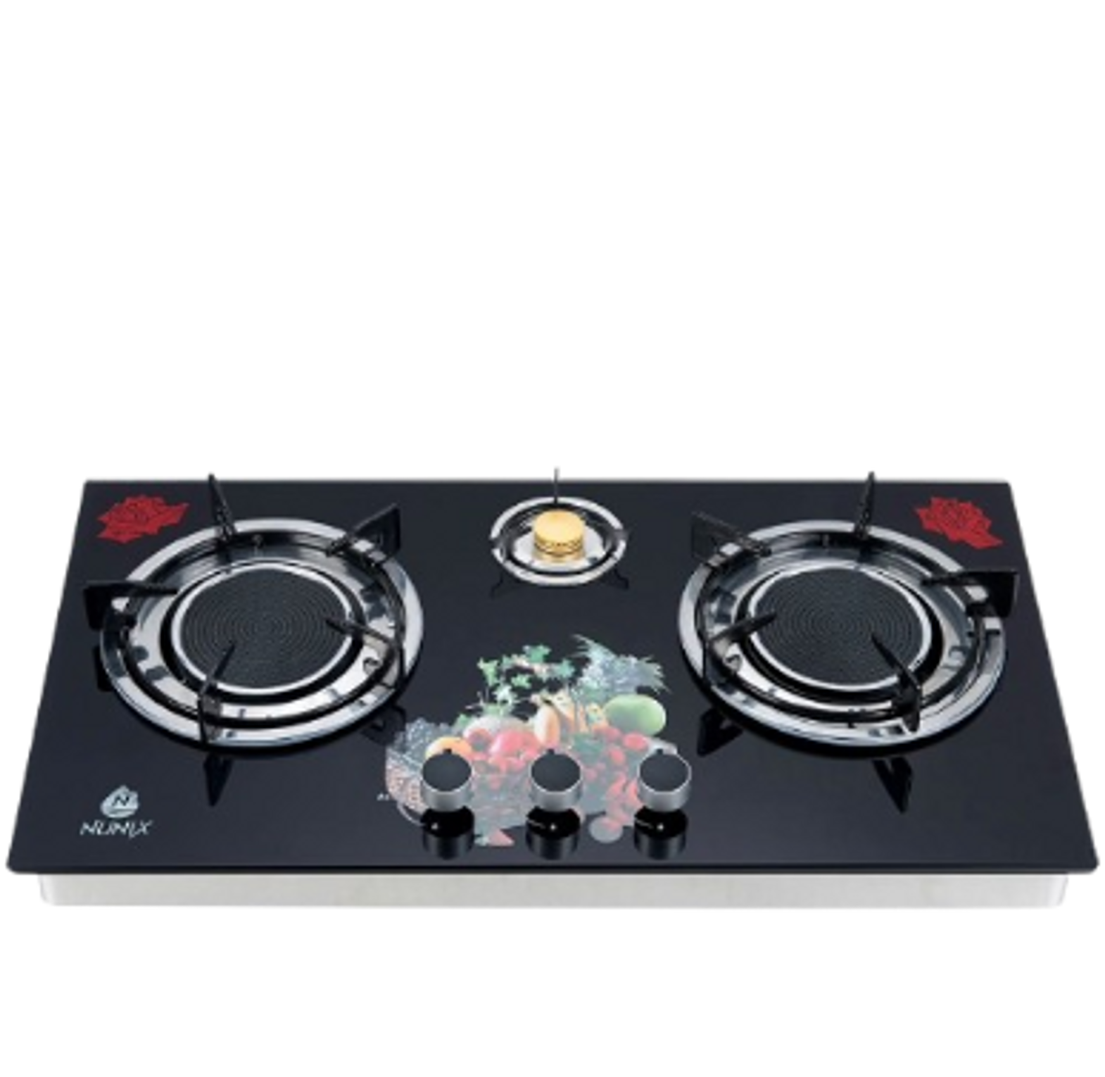 Nunix infrared 3 burner gas stove cooktop with glass tampered with low gas consumption GP-007/004