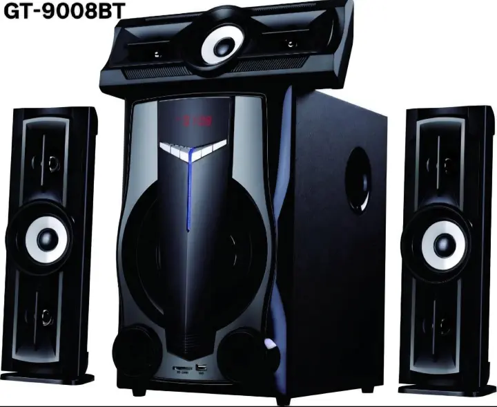 Golden Tech GT-9008BT 3.1CH Subwoofer home theater speaker system with Bluetooth FM radio and remote control 15000W PMPO
5.0
