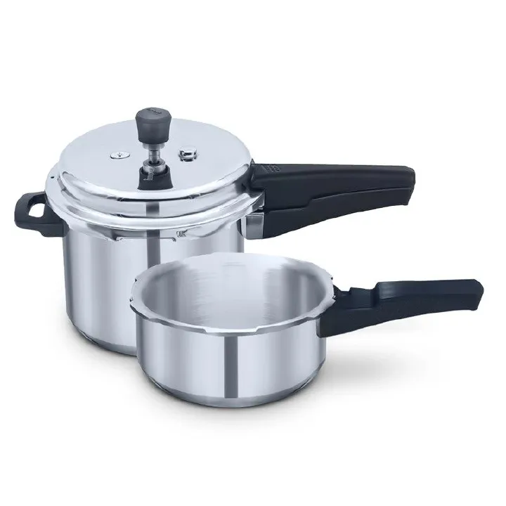 Uken 2pcs combo 3L aluminium pressure cooker with 2L pan with glass lid and aluminium lid
