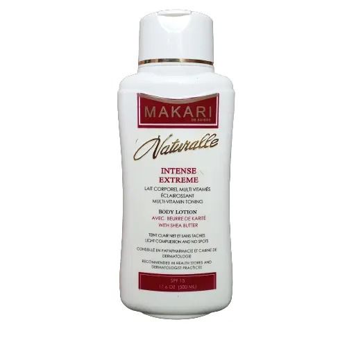 Makari Naturalle Intense Extreme Toning Body Lotion SPF 15 with Shea Butter. Removes Stretch marks, Spots, Lightens Complexion, Moisturizes, Fades Scars & Brightens