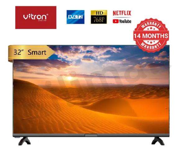Vitron 32 Inch Frameless Smart TV HD Netflix ,Youtube DVB-T2 Android 11 AC Energy Saving Television 1G+8G
