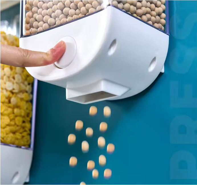 Classy Wall Mounted Separate Rice Bucket Kitchen Cereal Dispenser Transparent Grain Jar Food Storage Box Container Sealed Tanks 1kg containers