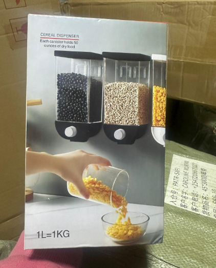 Classy Wall Mounted Separate Rice Bucket Kitchen Cereal Dispenser Transparent Grain Jar Food Storage Box Container Sealed Tanks 1kg containers