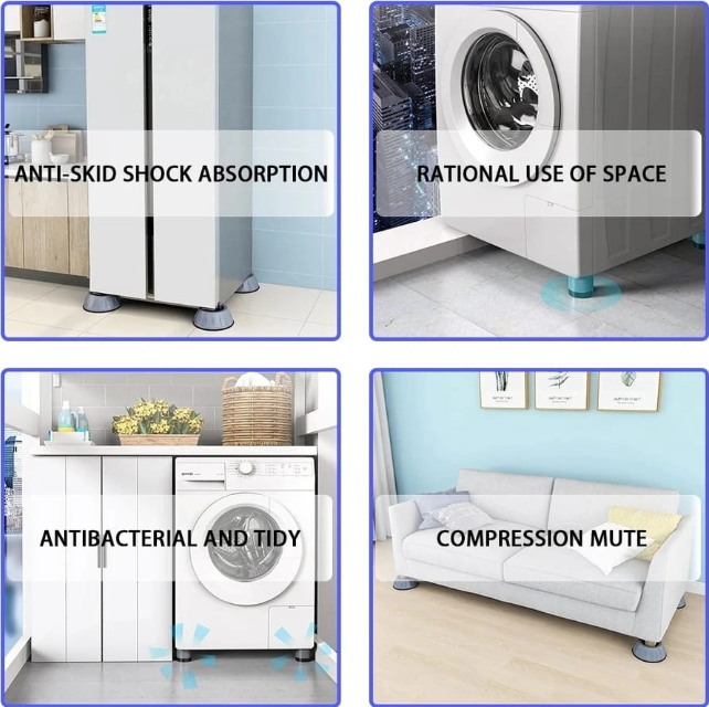 Universal  Shock & Noise Cancelling Anti-Vibration Pads Can be used for washing machine, Driers, Deep Freezers and Fridge
⚕️The lower layer is made of rubber which has strong grip to absorb shock