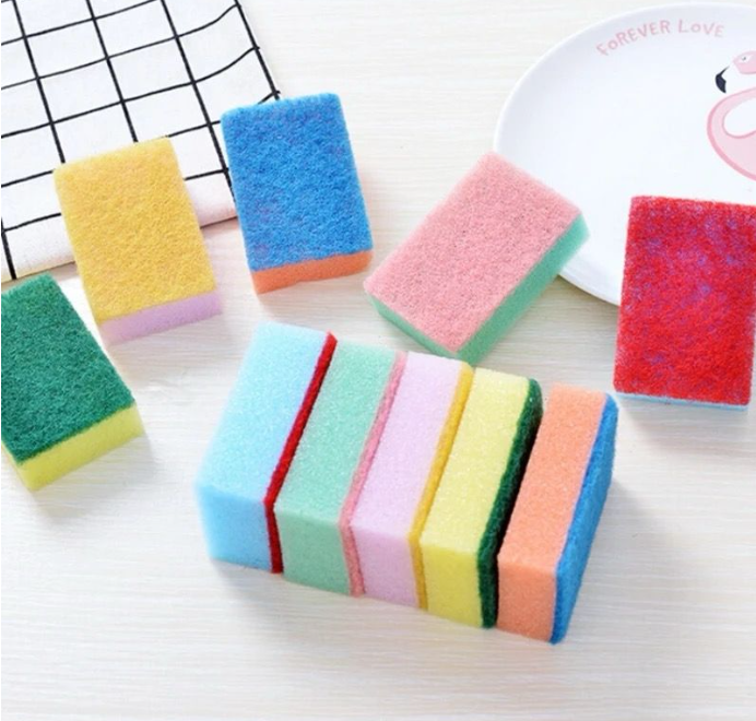 10Pcs Double Side Dishwashing Sponge Pan Pot Dish Wash Sponges Household Cleaning Tools Kitchen Tableware Dish Washing Brush