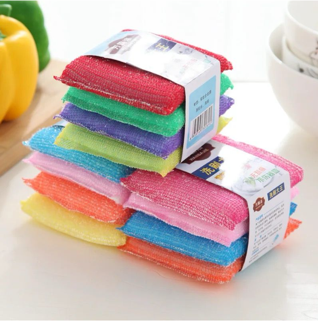 4pcs Kitchen Double Sided Dishwashing Cleaning Sponge Pan Pot Dish Wash Sponges Tableware Scrubbing Pad Rag Home Cleaning Tools