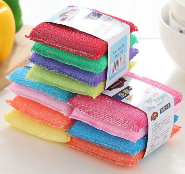 4pcs Kitchen Double Sided Dishwashing Cleaning Sponge Pan Pot Dish Wash Sponges Tableware Scrubbing Pad Rag Home Cleaning Tools