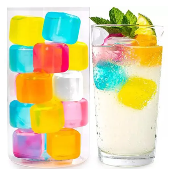 20pc pack Reusable silicone ice cubes. Chills drink without diluting because the water stays in even after defrosting. ✅Assorted shapes. ☑️ Say no to watered down drinks from normal ice cubes!!