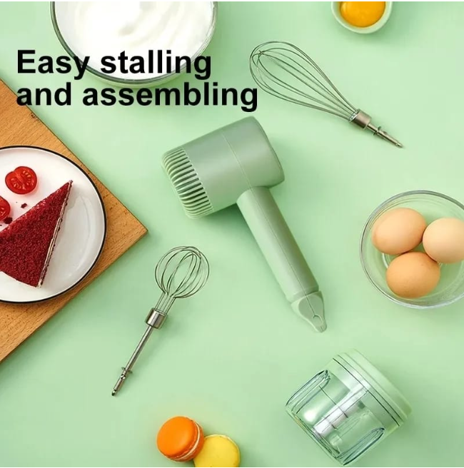 Wireless Food Mixer 3 Speed Handheld Electric Egg Beater Garlic Baking Mixer Multifunctional Food Processor