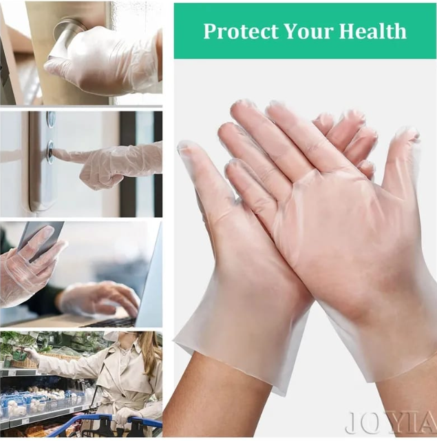 TPE Plastic Gloves a pack of 100pcs Disposable Loose-Fitting Latex Free For Food Prep Hair Dying Kitchen Cooking Translucent