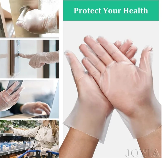 TPE Plastic Gloves a pack of 100pcs Disposable Loose-Fitting Latex Free For Food Prep Hair Dying Kitchen Cooking Translucent