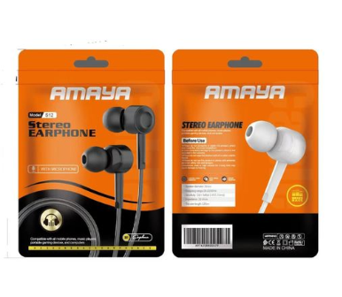Amaya deep pure bass with mic stereo earphones-S11 & S12 Amaya earphones Amaya Earphones Provided by high-performance microphone, unique dual sonic concentrator .
