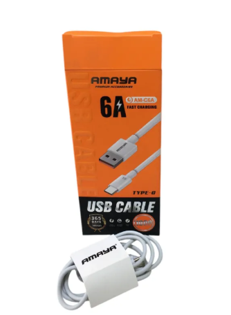 AMAYA  AM-C6A USB Type -C CABLE – SUPER FAST 6A CHARGING, HIGH-SPEED DATA SYNC,UNIVERSAL COMPATIBILITY WITH SMARTPHONES, TABLETS & GADGETS