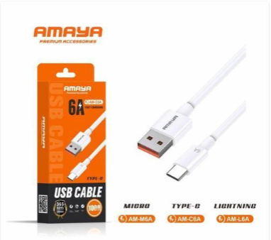 AMAYA  AM-C6A USB Type -C CABLE – SUPER FAST 6A CHARGING, HIGH-SPEED DATA SYNC,UNIVERSAL COMPATIBILITY WITH SMARTPHONES, TABLETS & GADGETS