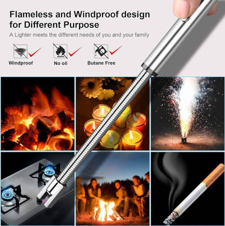 Windproof Lighter Arc Pulse Ignition Guns USB Rechargeable Type-C Interface Portable Kitchen Igniters With Couple Household Camp