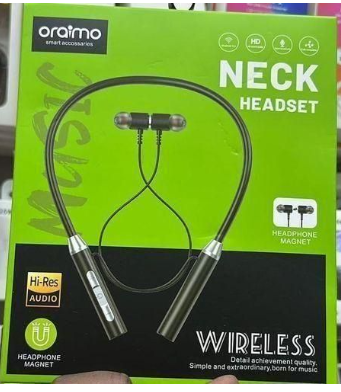 Oraimo Original Wireless Neckband Bluetooth Headset ,Sports Earphones With Deep Bass, IPX5 Waterproof, 8H Playtime & Magnetic Earbuds