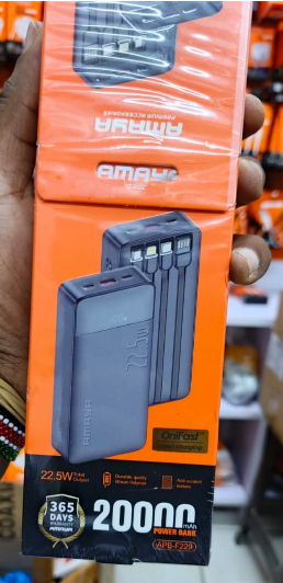 Amaya APB-F229 22.5W SUPER FAST CHARGER 20000MAH POWER BANK, DURABLE QUALITY , ANTI-SCRATCH TEXTURE, 4 BUILD-IN 1 CABLES, DIGITAL LED DISPLAY