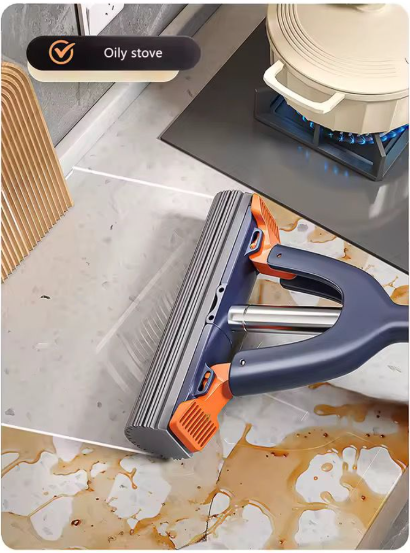 High quality self squeezing sponge mop perfect for wood floors and slippery floors / Mini Mop Powerful Folding Household No Hand Wash Strong Absorbent Mop for Bathroom Kitchen Desktop