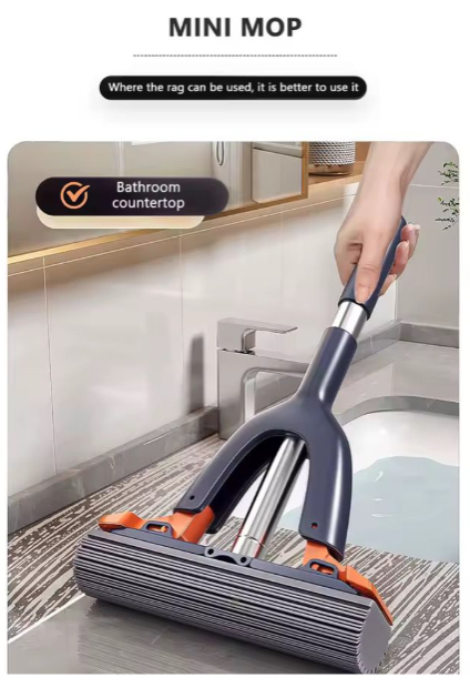 High quality self squeezing sponge mop perfect for wood floors and slippery floors / Mini Mop Powerful Folding Household No Hand Wash Strong Absorbent Mop for Bathroom Kitchen Desktop