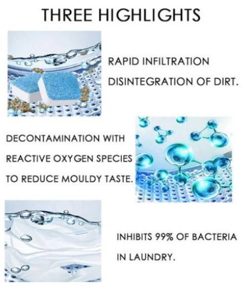 24Pcs Drum washing machine antibacterial  cleaning Tablets♦️kills bacteria♦️powerful decontamination cleaner ♦️for all types of Washing machines