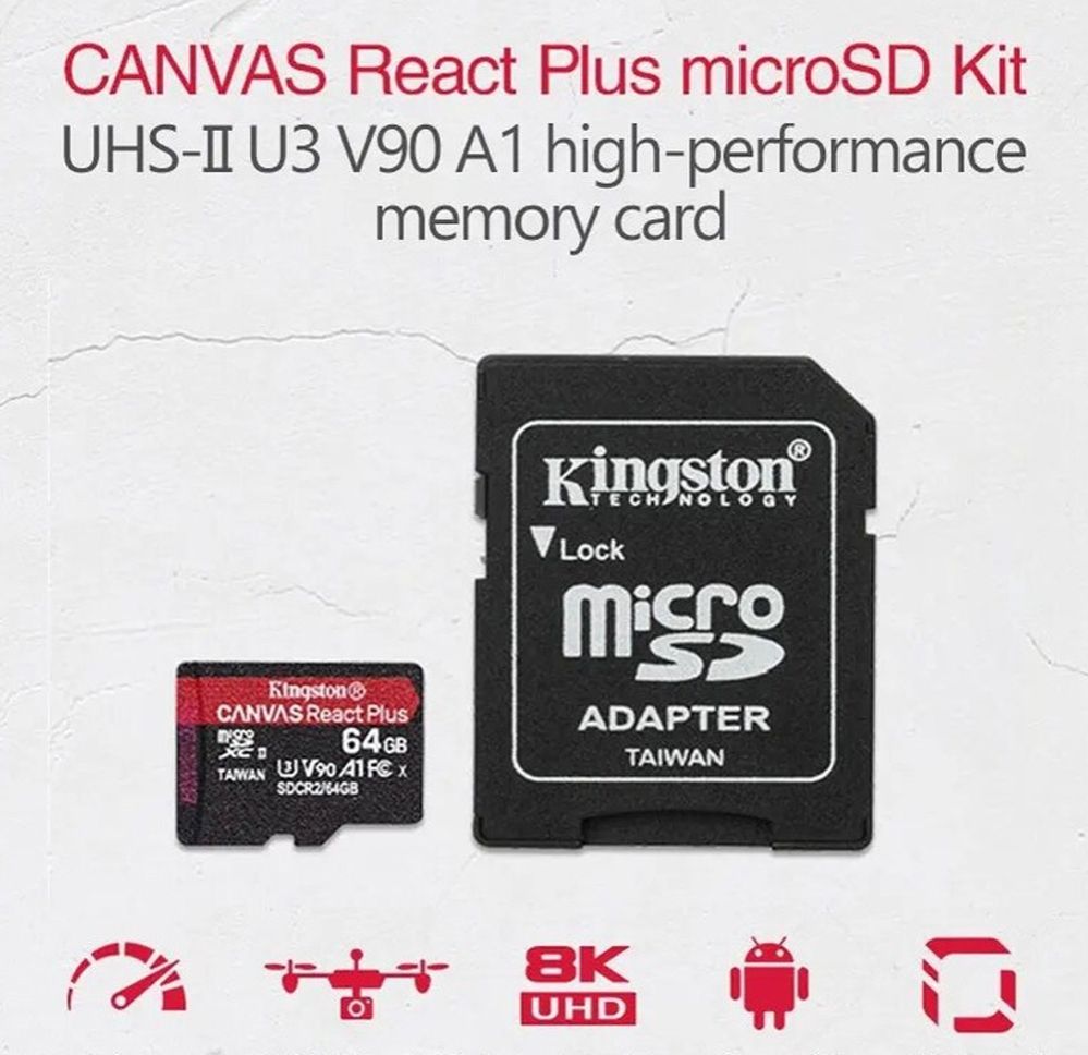 Kingston CANVAS React Plus U3 V90 MicroSD 2TB 1TB 512GB 256GB Memory Card SDXC Class 10 TF Mini Card Micro SD 256G 512G 1T 2T 1024GB for Camera Smartphones Laptop