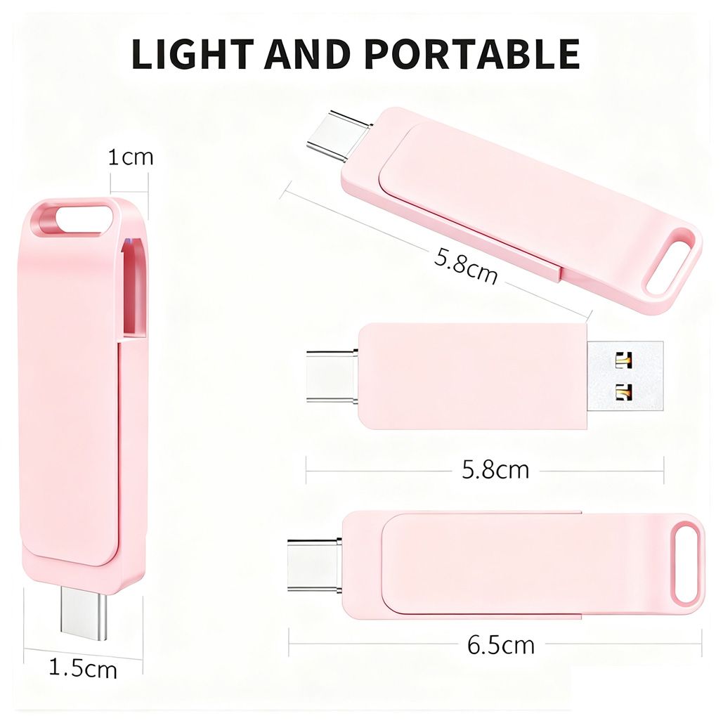 Pink 256GB OTG USB3.2 Type-C Flash Drive Disk Metal Pen Drive Stick U Disk Flashdisk 2in1 Pendrive 256G