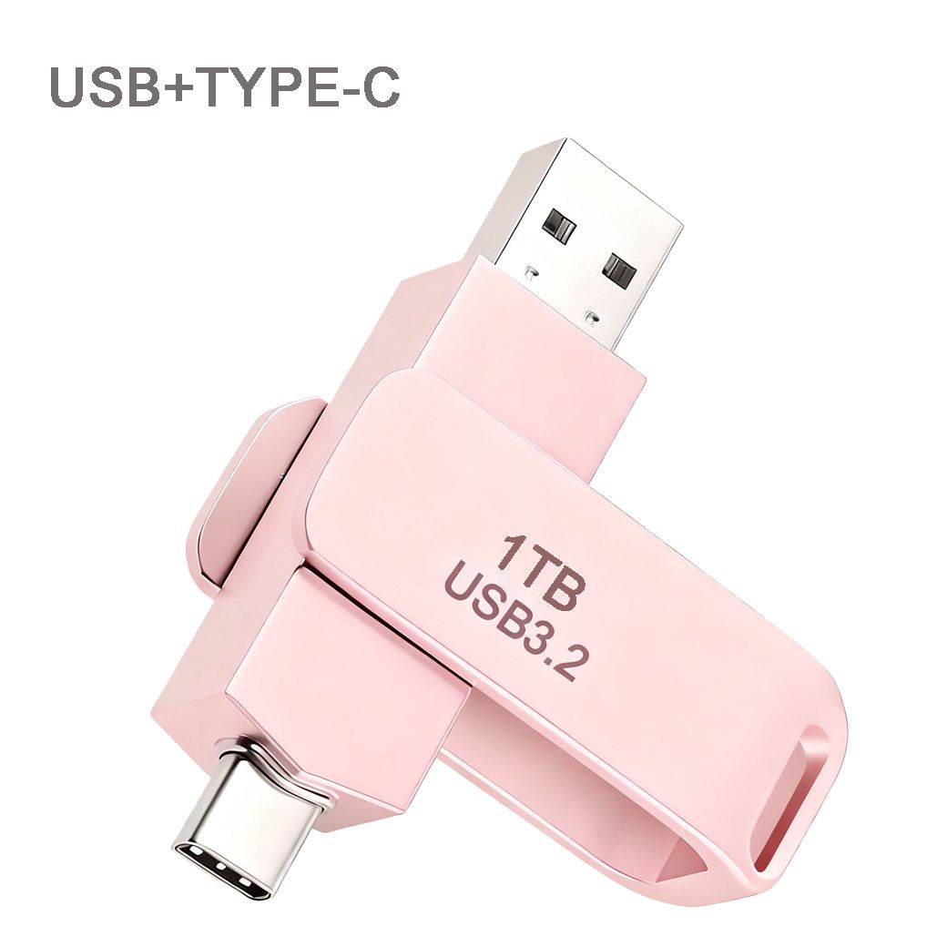Pink 1TB OTG USB3.2 Type-C Flash Drive Disk Metal Pen Drive Stick U Disk Flashdisk 2in1 Pendrive 1T
