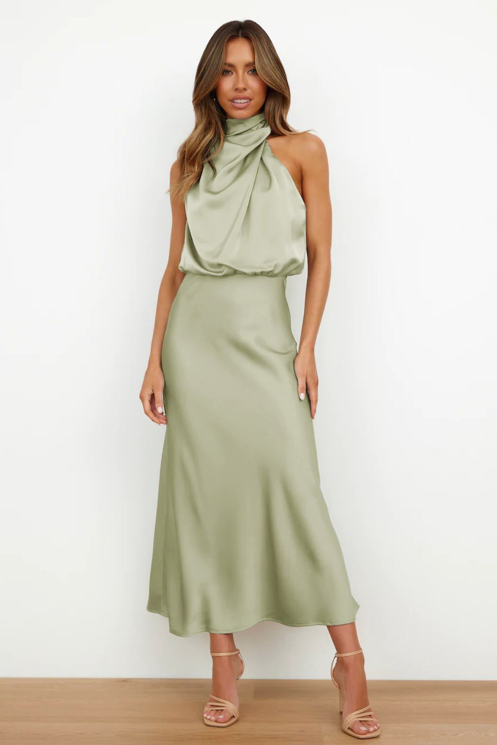 North Africa 2025 Spring/Summer New Arrival Solid Color High-End Satin Sleeveless Dress Fashionable and Elegant Light Evening Dress