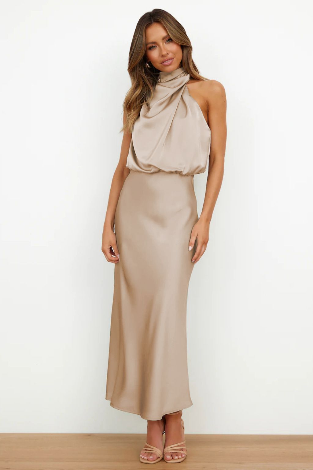 North Africa 2025 Spring/Summer New Arrival Solid Color High-End Satin Sleeveless Dress Fashionable and Elegant Light Evening Dress