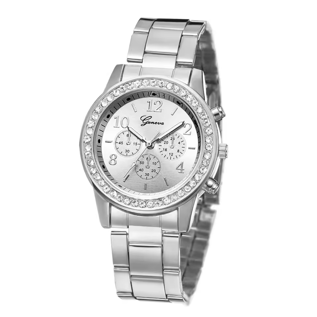 5 PCS Set Gold Watch Women Luxury Ring Necklace Earrings Rhinestone Fashion Wristwatch Female Casual Watches Bracelet Set  Local fast delivery