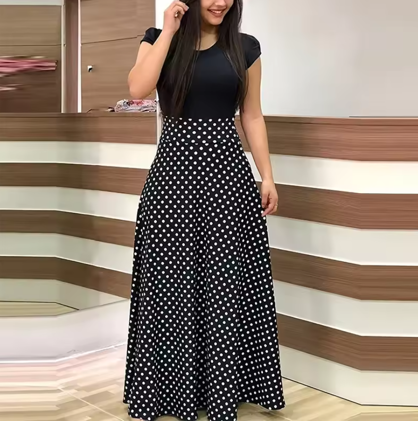 Summer Women  Dress  Casual Elegant  Evening Party Ladies Dresses Girl Clothes Floral Print Color Block Round Neck Beach Party Short Sleeve Maxi Dress Fast delivery within 1-5 days