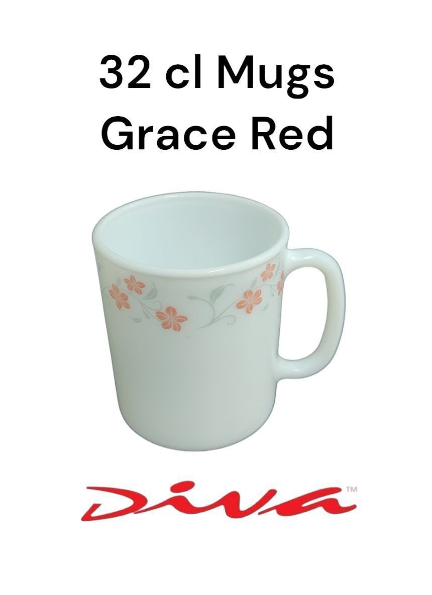 A Set of 6pcs Diva 32 cl (320ml)  Tea, Coffee, Water or Juice Glass Mugs Attractive Fashionable Light & Portable Chips immune Dishwasher risk-free Cups