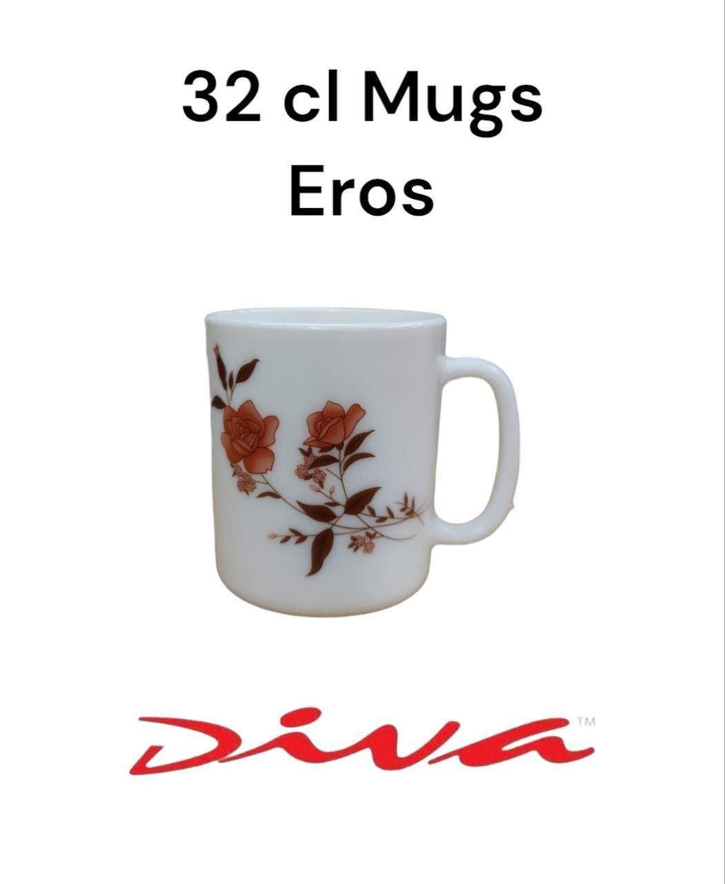 A Set of 6pcs Diva 32 cl (320ml)  Tea, Coffee, Water or Juice Glass Mugs Attractive Fashionable Light & Portable Chips immune Dishwasher risk-free Cups