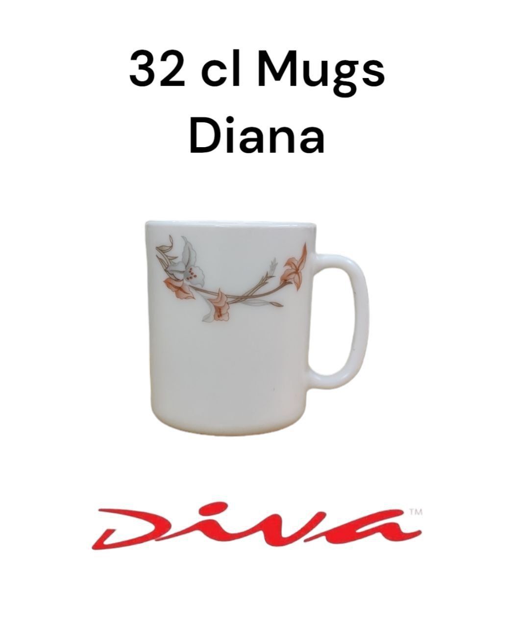 A Set of 6pcs Diva 32 cl (320ml)  Tea, Coffee, Water or Juice Glass Mugs Attractive Fashionable Light & Portable Chips immune Dishwasher risk-free Cups