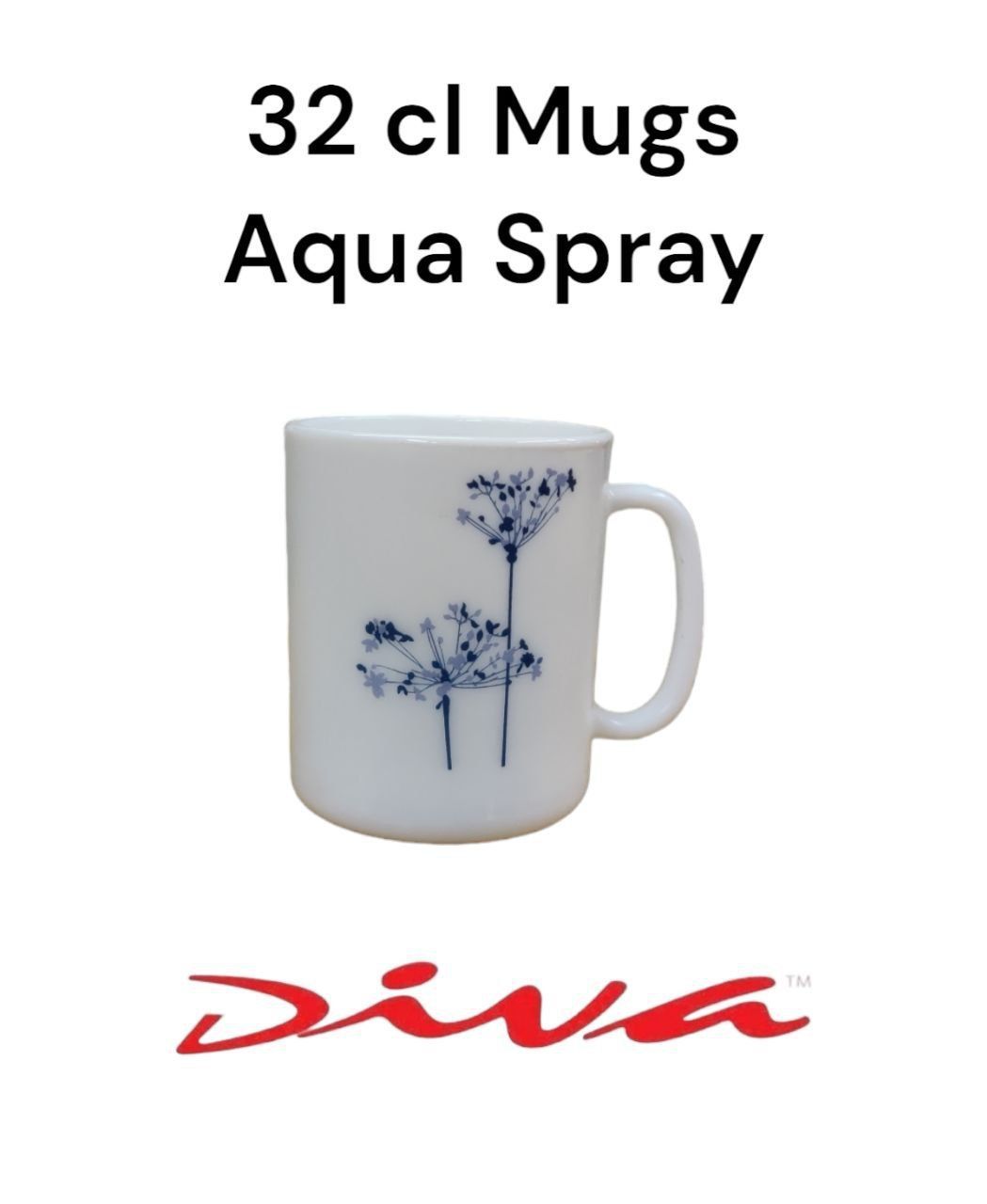 A Set of 6pcs Diva 32 cl (320ml)  Tea, Coffee, Water or Juice Glass Mugs Attractive Fashionable Light & Portable Chips immune Dishwasher risk-free Cups