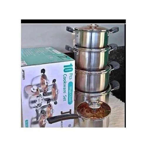 JP Jamesport Heavy duty induction base 10 PCS Stainless Steel Cookware Set Cooking Pots/sufuria