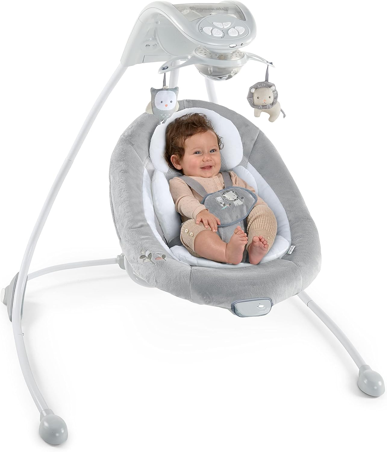Ingenuity InLighten Baby Swing - Fresh Mesh Fabric, Vibrations, Swivel Child Seat, Nature Sounds - Braden