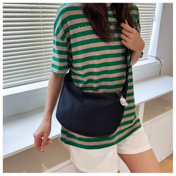 Women's Canvas Solid Color Fashion Single Shoulder Crossbody Dumpling Bag Crossbody Bags