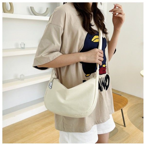 Women's Canvas Solid Color Fashion Single Shoulder Crossbody Dumpling Bag Crossbody Bags