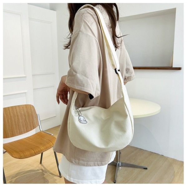 Women's Canvas Solid Color Fashion Single Shoulder Crossbody Dumpling Bag Crossbody Bags