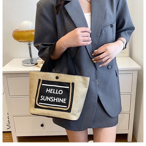 Women's Canvas Large Capacity Simple Hand In Hand Carry Makeup Bag  Tote Bags