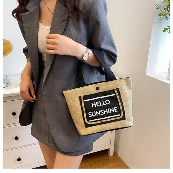 Women's Canvas Large Capacity Simple Hand In Hand Carry Makeup Bag  Tote Bags