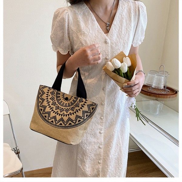 Women's Canvas Large Capacity Simple Hand In Hand Carry Makeup Bag  Tote Bags