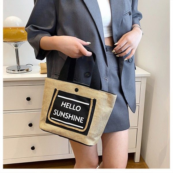 Women's Canvas Large Capacity Simple Hand In Hand Carry Makeup Bag  Tote Bags