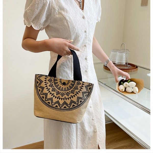 Women's Canvas Large Capacity Simple Hand In Hand Carry Makeup Bag  Tote Bags