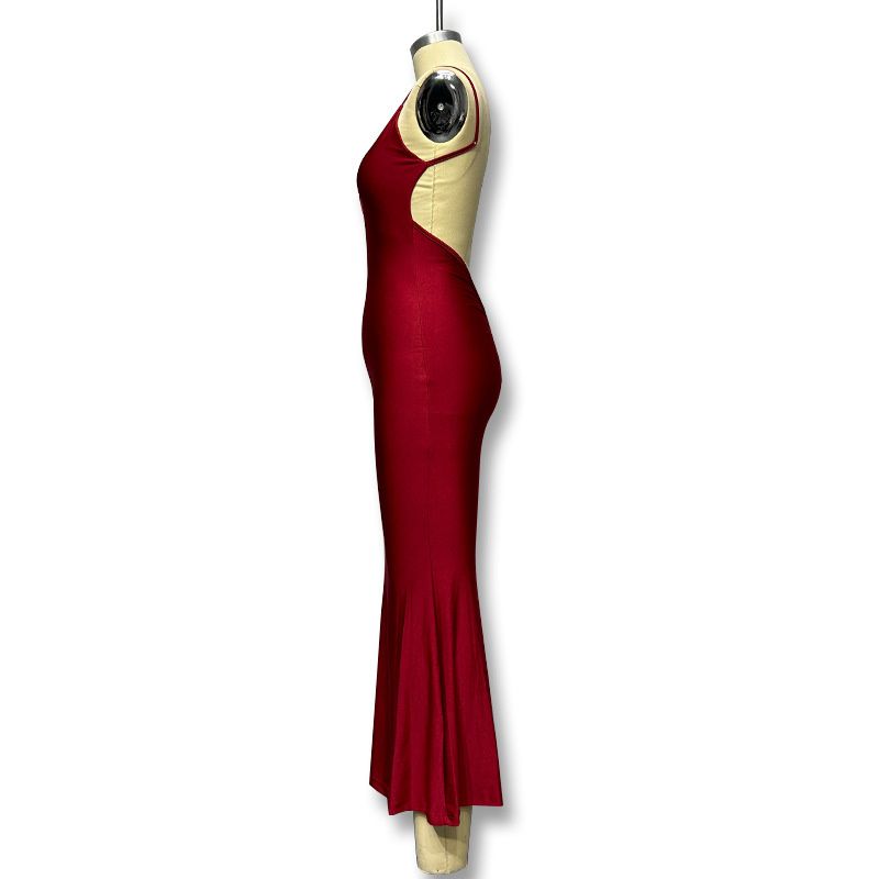 New Fashion Women's Dress Red Deep V Hip Hugging Backless Suspender Fishtail Ladies Evening Dress Long Skirt