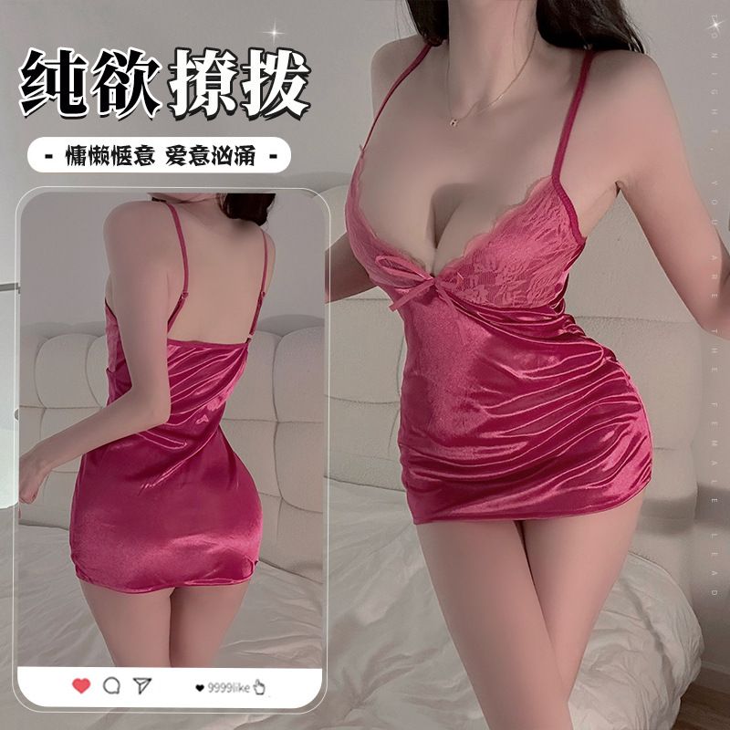 New Sexy Lingerie Pure Desire Style Ladies Suspender Nightdress Thin Lace Hip Pajamas free to take off Skirt