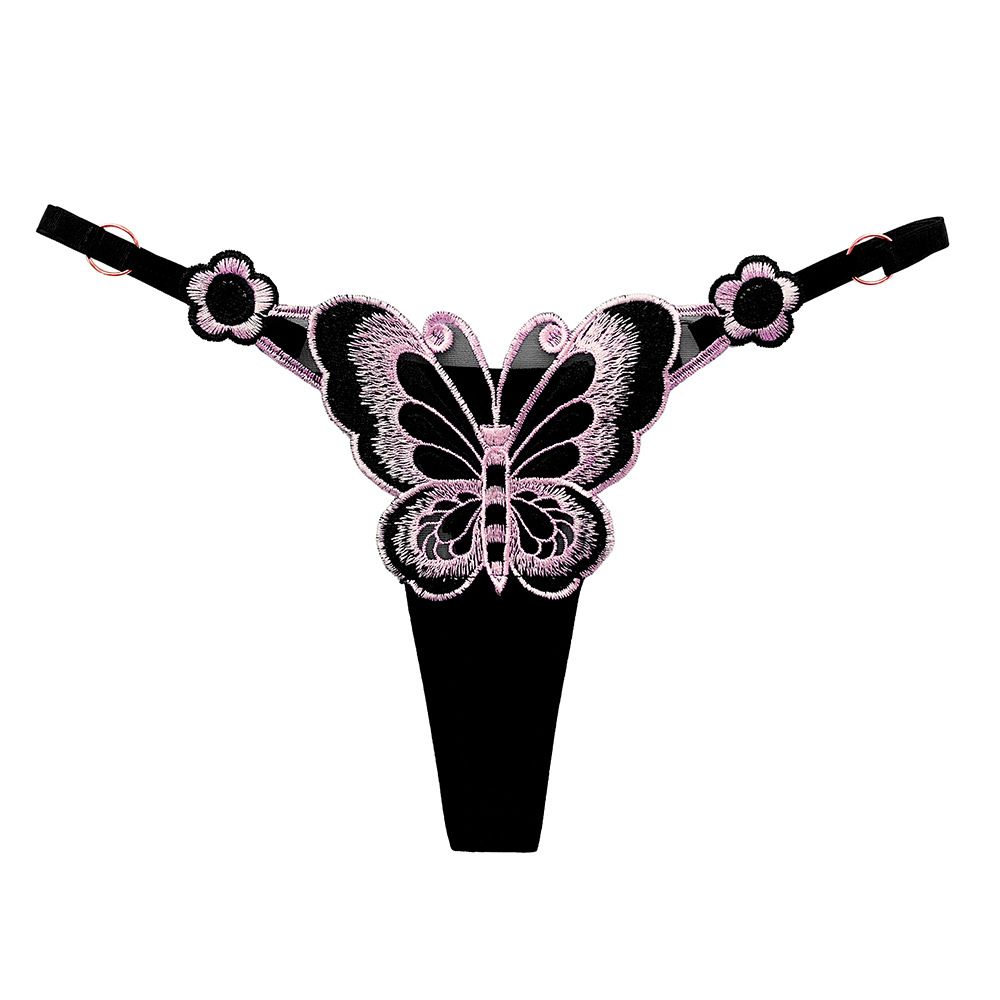 5PCS Butterfly Element Women's Thongs Sexy Hot See-Through Embroidery Adjustable Low Waist Temptation Japanese Style Ladies Underwear Large Size Women's T Pants