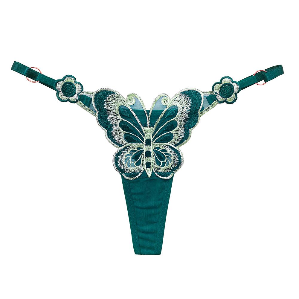 5PCS Butterfly Element Women's Thongs Sexy Hot See-Through Embroidery Adjustable Low Waist Temptation Japanese Style Ladies Underwear Large Size Women's T Pants
